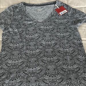 Gray Owl Patterned Women's Top